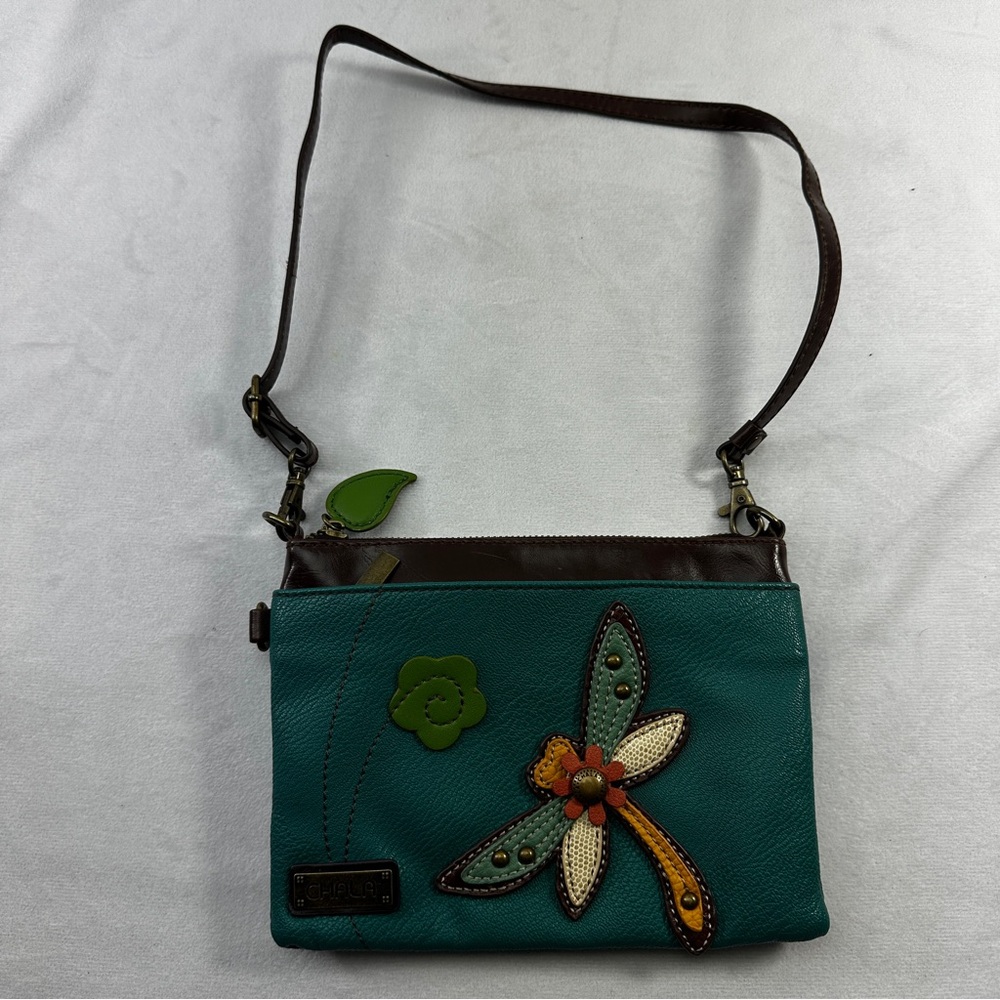 Chala Handbags Crossbody Purse Dragonfly Design Turquoise Boho Summer Pleather